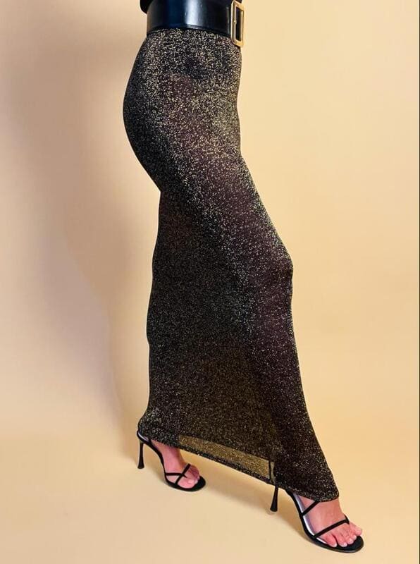 Gonna sirena in lurex bronzo