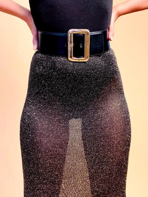 Gonna sirena in lurex bronzo