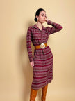 Midi dress in maglina di lana fantasia 