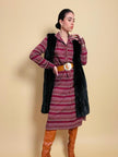 Midi dress in maglina di lana fantasia 