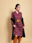 Midi dress in maglina di lana fantasia 