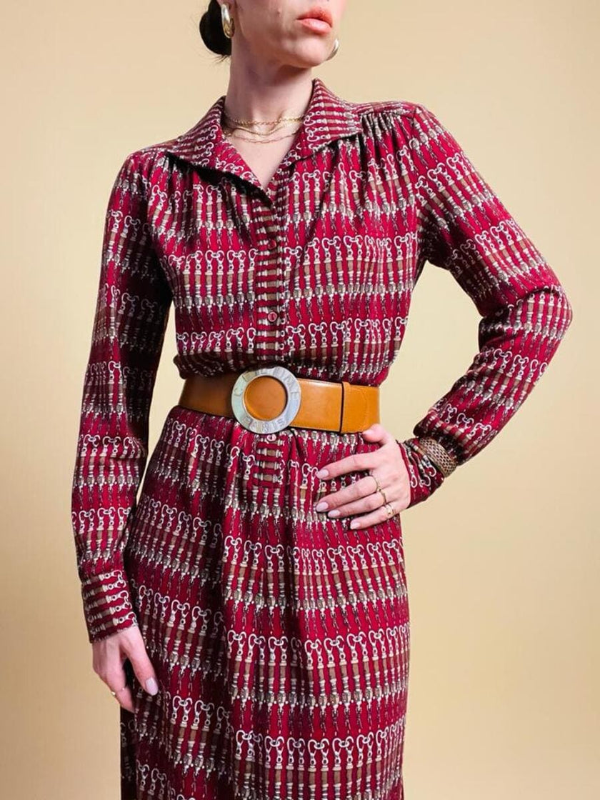 Midi dress in maglina di lana fantasia 