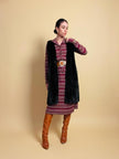 Midi dress in maglina di lana fantasia 