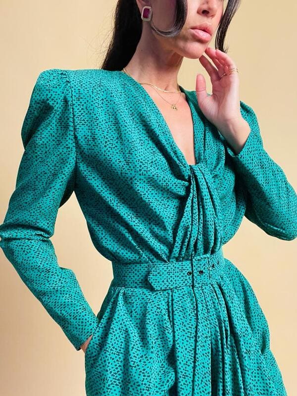Midi dress verde in stampa tweed Pierre Balmain