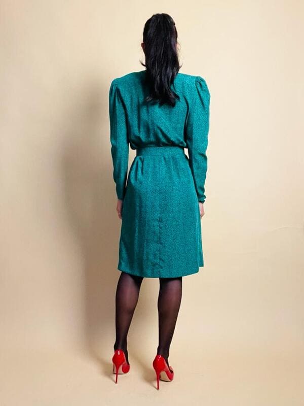 Midi dress verde in stampa tweed Pierre Balmain