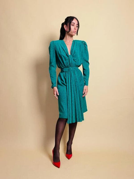 Midi dress verde in stampa tweed Pierre Balmain