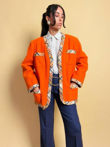 Orange blazer in panno Casentino