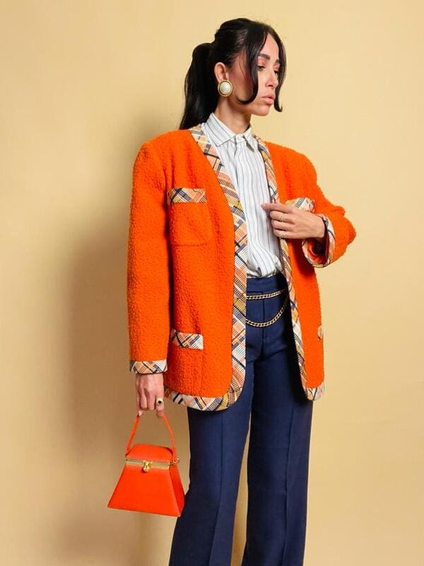 Orange blazer in panno Casentino