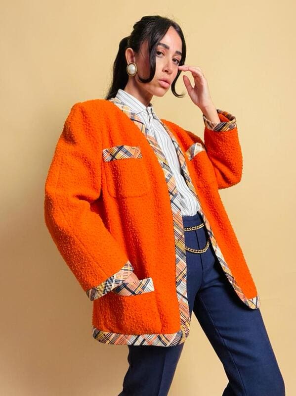 Orange blazer in panno Casentino