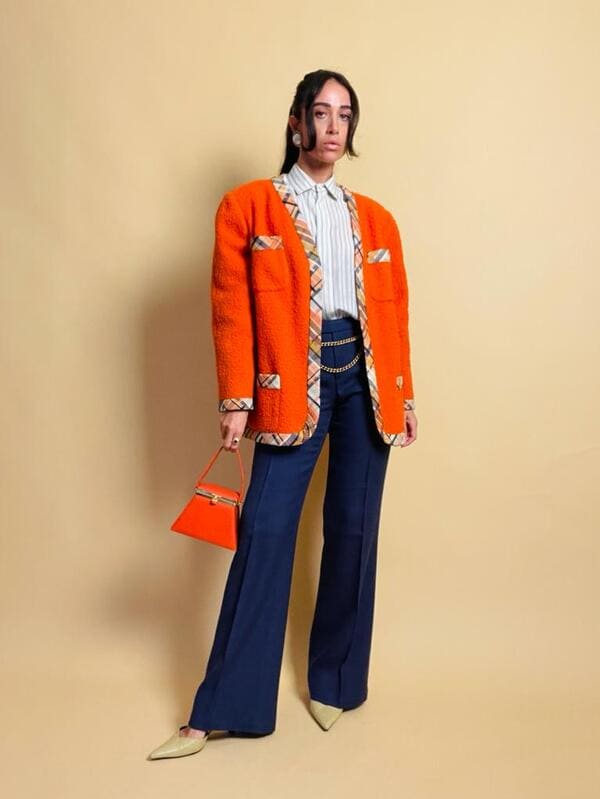 Orange blazer in panno Casentino