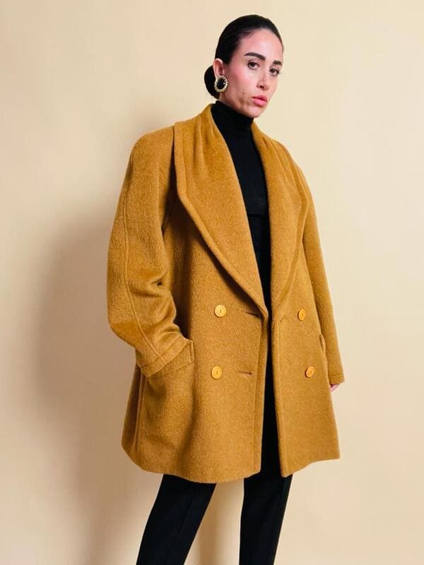 Senape coat in lana e mohair