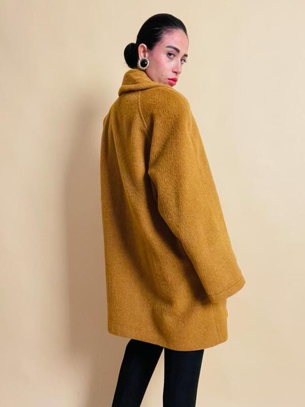 Senape coat in lana e mohair