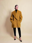 Senape coat in lana e mohair