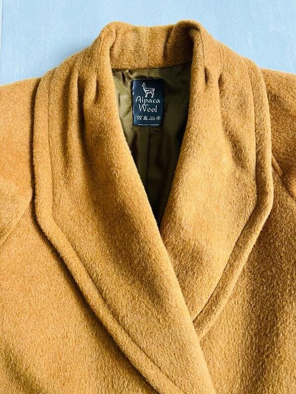 Senape coat in lana e mohair