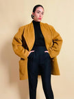 Senape coat in lana e mohair