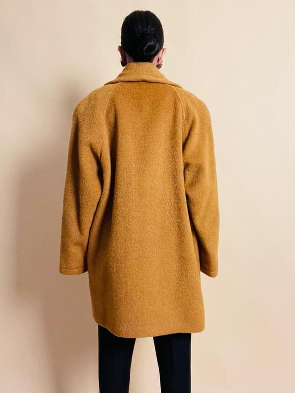 Senape coat in lana e mohair
