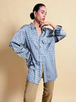 Camicia oversize in seta Jaquard silver
