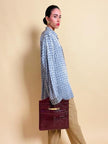 Camicia oversize in seta Jaquard silver