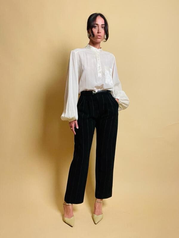 Pantalone gessato Yves Saint Laurent Rive Gauche