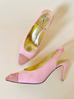 Slingback in pelle rosa con punta traforata “Valentino Garavani” by René Caovilla