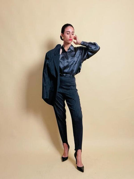 Tailleur gessato grigio antracite