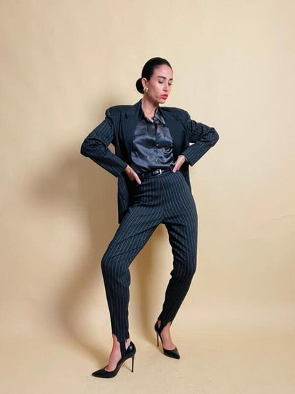 Tailleur gessato grigio antracite