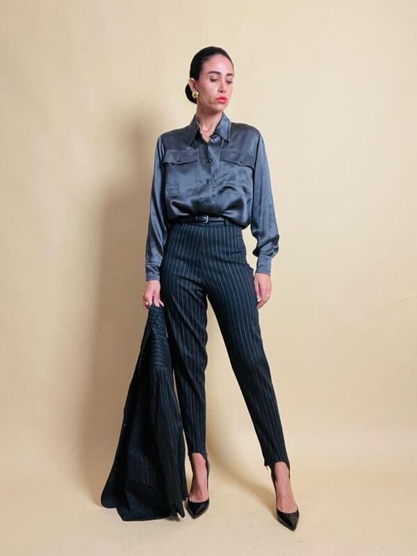 Tailleur gessato grigio antracite
