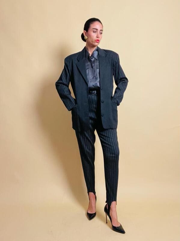 Tailleur gessato grigio antracite