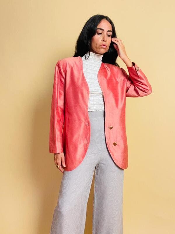 Blazer in shantung di seta rosa Giorgio Armani - immagine 2