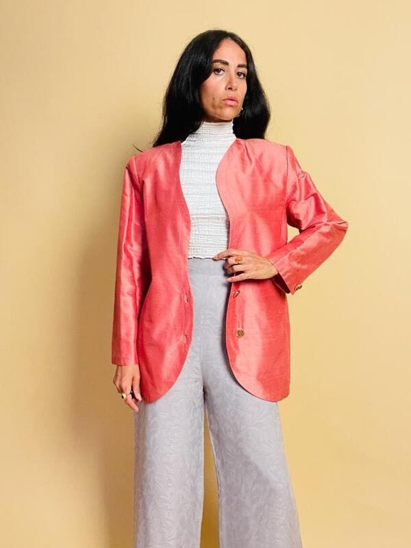 Blazer in shantung di seta rosa Giorgio Armani - immagine 5