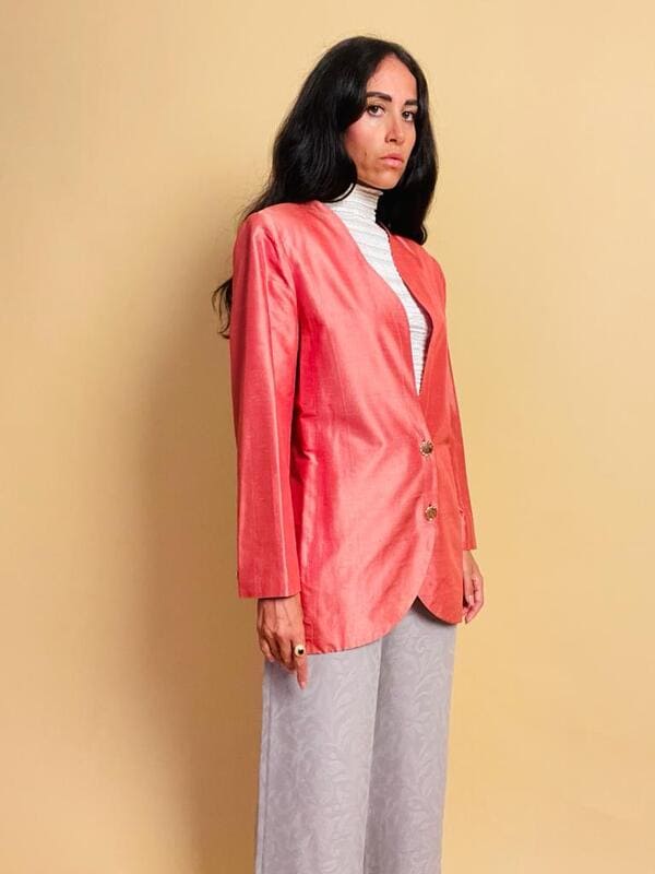 Blazer in shantung di seta rosa Giorgio Armani - immagine 6