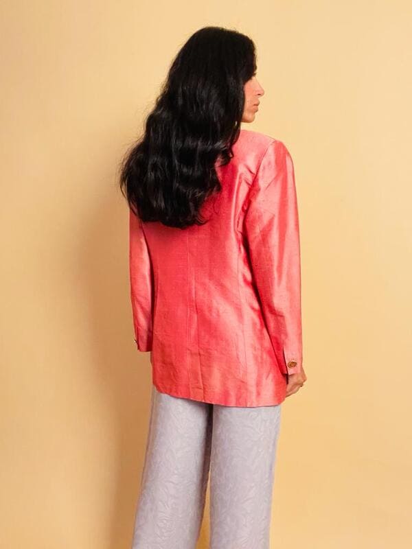 Blazer in shantung di seta rosa Giorgio Armani - immagine 8