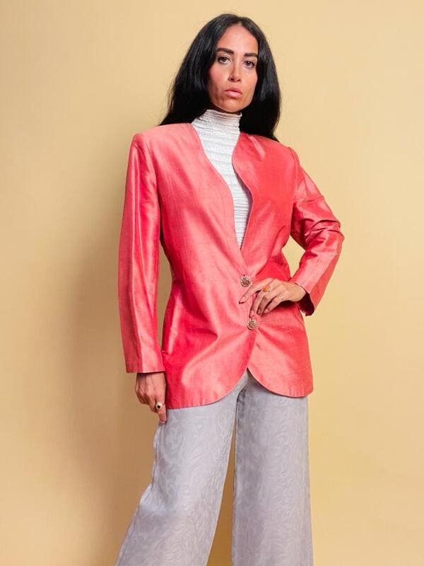 Blazer in shantung di seta rosa Giorgio Armani - immagine 11