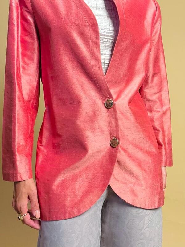 Blazer in shantung di seta rosa Giorgio Armani - immagine 10