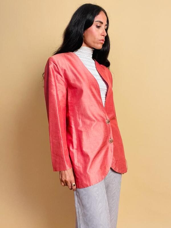 Blazer in shantung di seta rosa Giorgio Armani - immagine 12