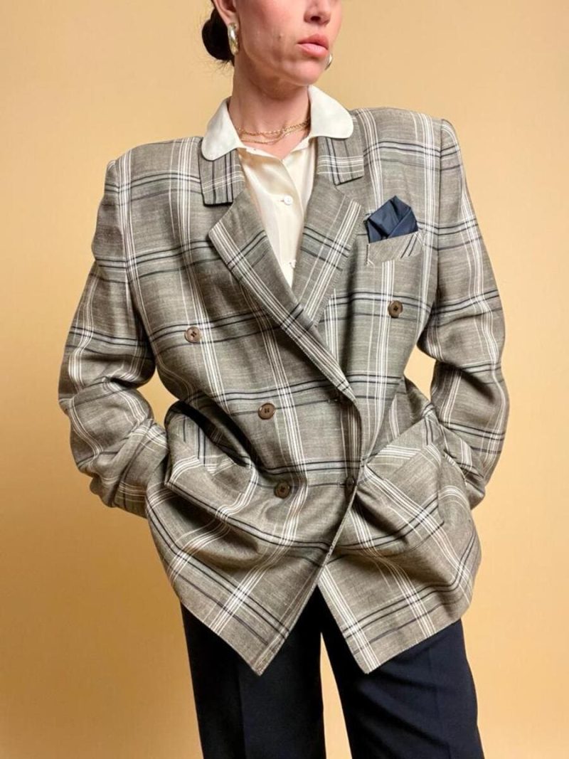 Blazer oversize fantasia tartan “Aubergine”