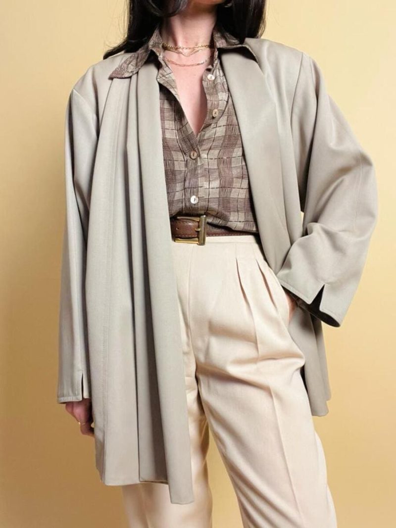 Giacca oversize in rasato di lana color corda