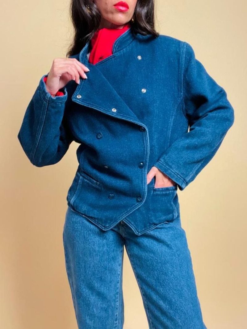 Giubbotto in tela jeans "Kenzo" tag con la grande onda di Hokusai