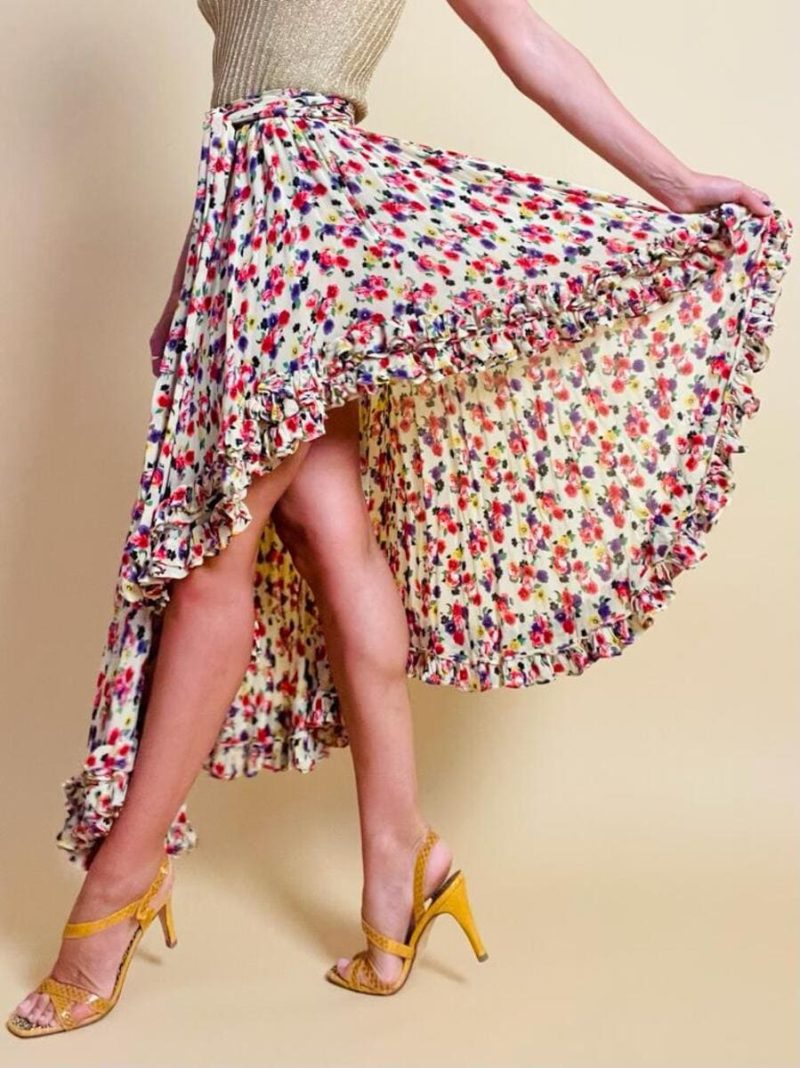 Gonna asimmetrica fantasia floreale "New York Industrie"