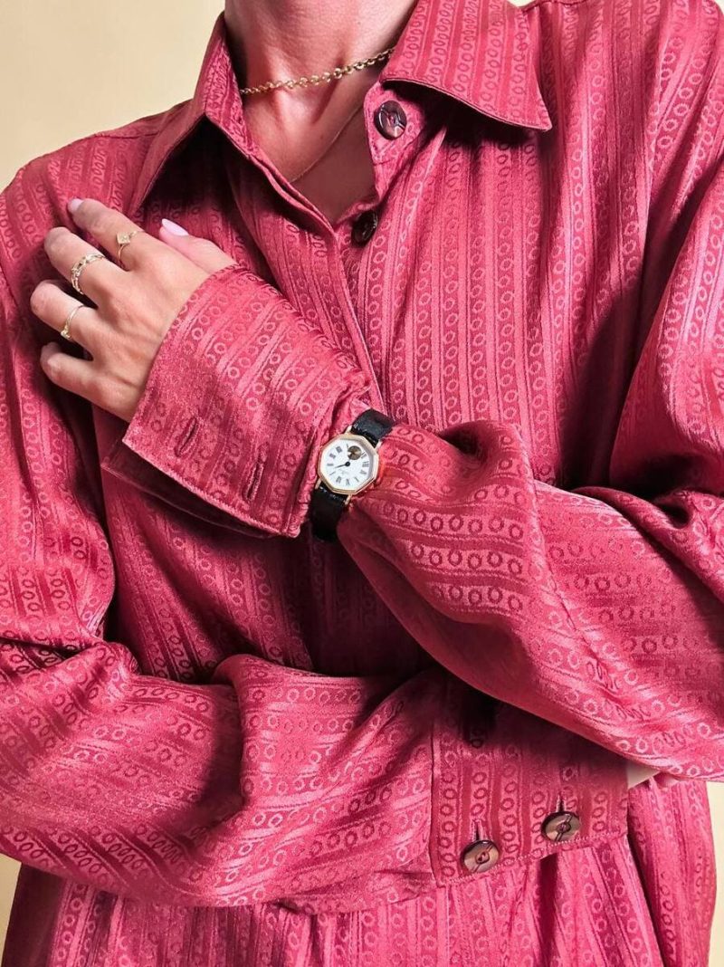 Orologio con quadrante esagonale e cinturino in coccodrillo nero "Lorenz"