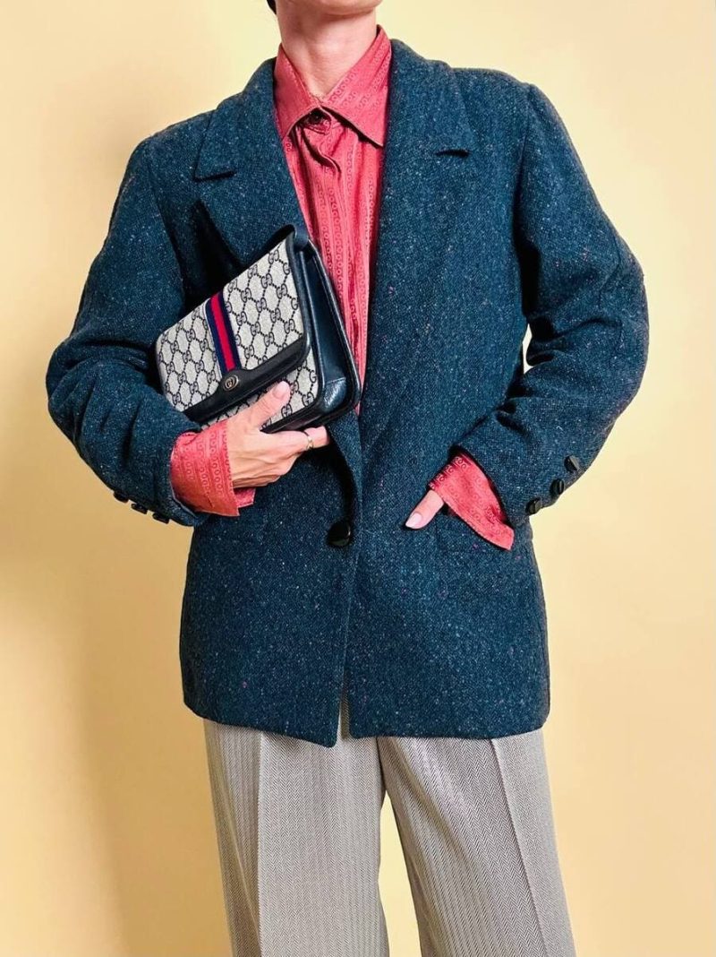 Blazer in lana boutonnè verde bottiglia "Gianni Versace"