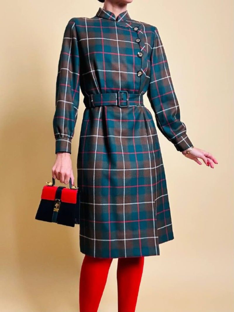 Abito sartoriale in rasato di lana tartan