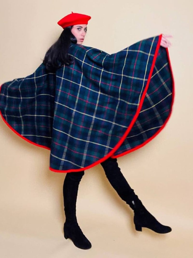 Mantella sartoriale in lana fantasia tartan