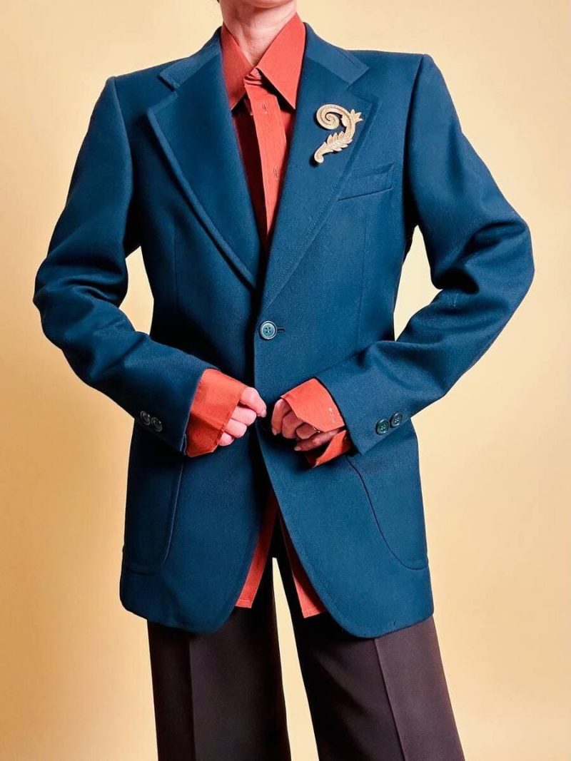 Blazer in lana verde petrolio “Lebole Giovane Jet 20”