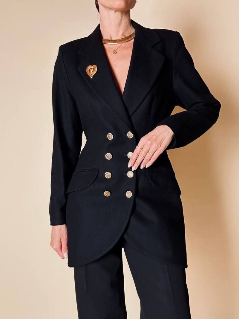 Blazer doppiopetto nero con bottoni dorati “Guaranteed”