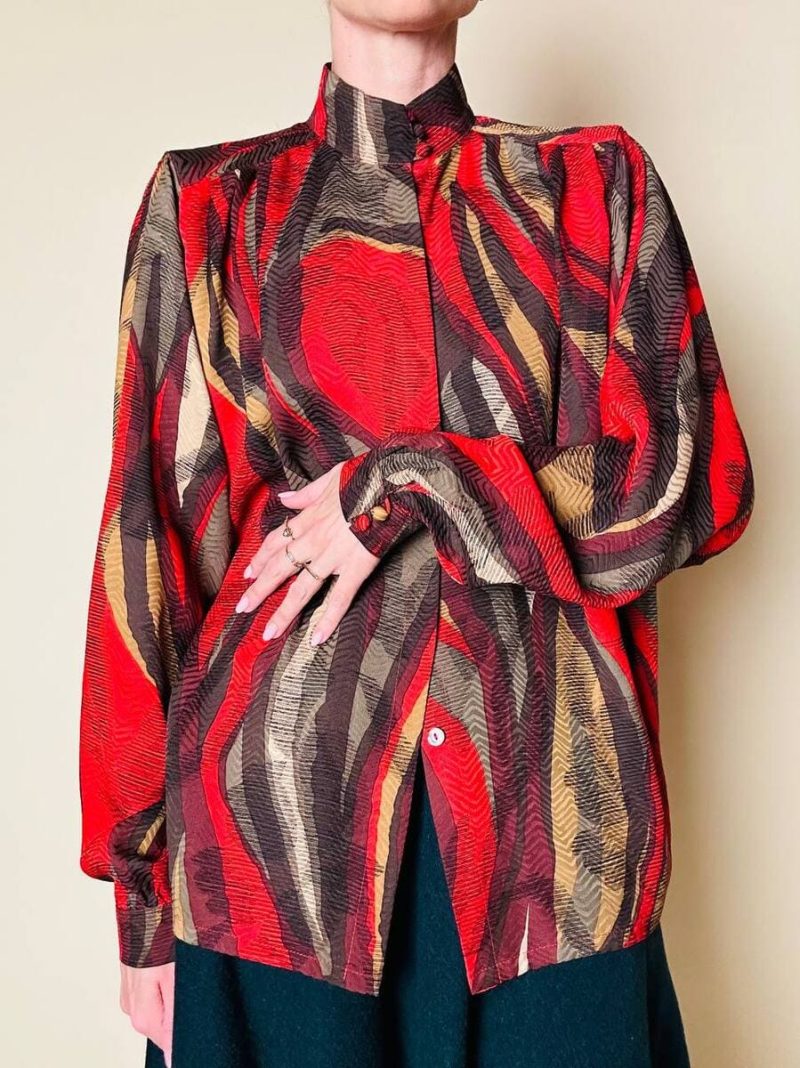 Camicia in seta Jaquard multicolor