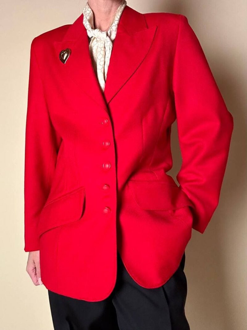 Blazer rosso in pura lana vergine