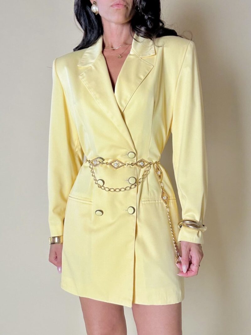 Blazer dress in rasato di lana giallo pastello