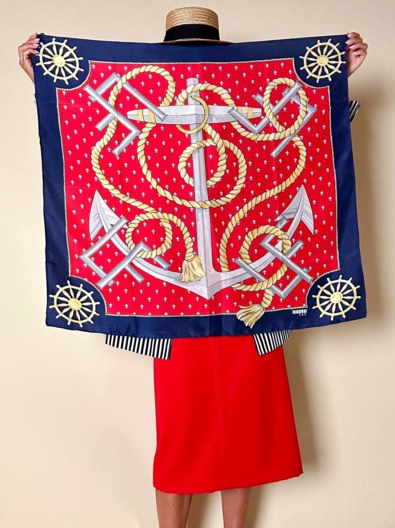 Foulard in seta fantasia marinière “Leslie Fay”