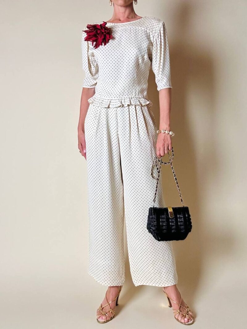 Completo a color panna a pois neri “Ungaro Parallele”